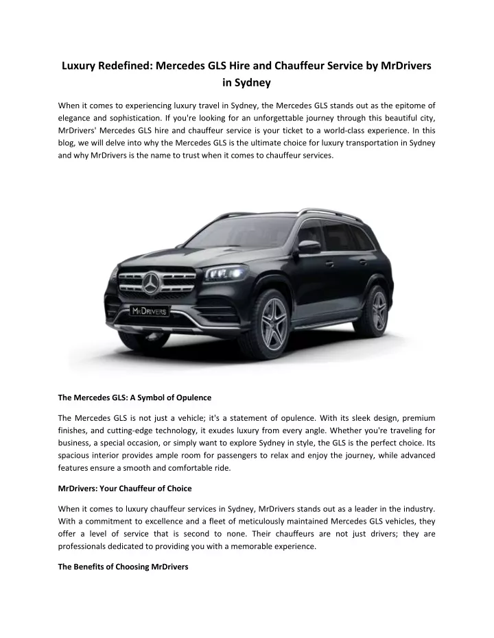 luxury redefined mercedes gls hire and chauffeur