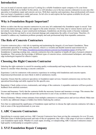 Top Concrete Contractors in Your Area