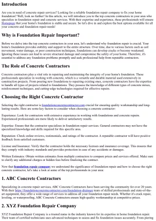 Top Concrete Contractors in Your Area