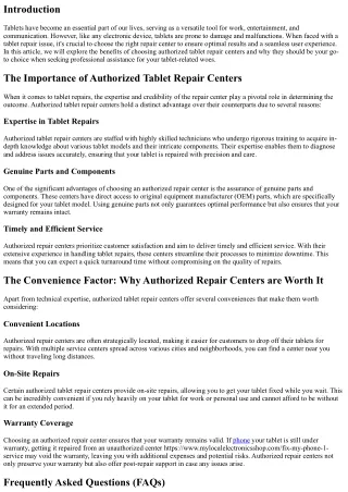 The Benefits of Choosing Authorized Tablet Repair Centers