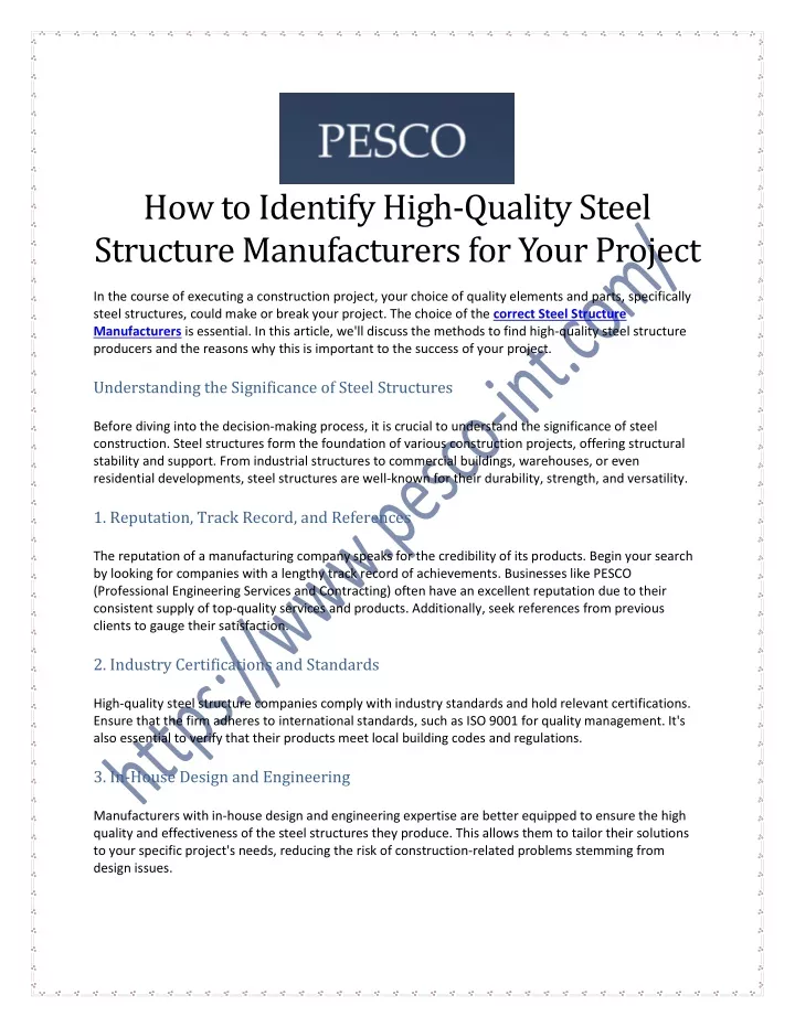 how to identify high quality steel structure