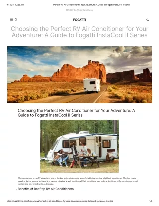Perfect RV Air Conditioner for Your Adventure_ A Guide to Fogatti InstaCool II Series