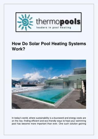 How Do Pool Solar Heating Systems Work
