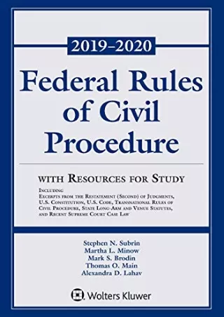 Read ebook [PDF] Federal Rules of Civil Procedure with Resources for Study: 2019-2020 Statutory