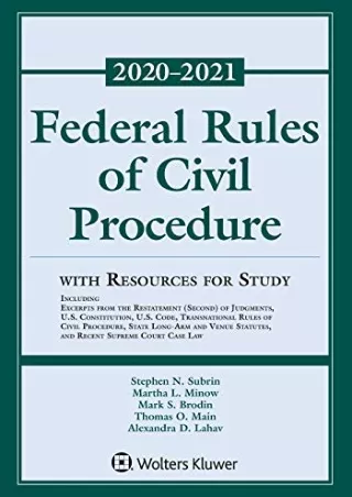 Read PDF  Federal Rules of Civil Procedure with Resources for Study: 2020-2021 Statutory