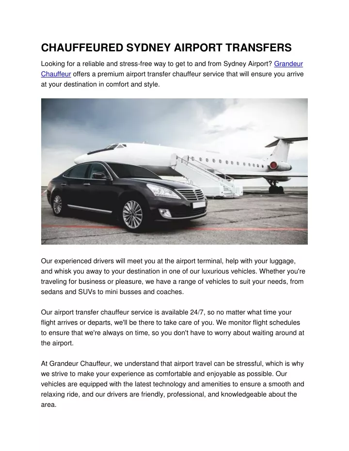 chauffeured sydney airport transfers