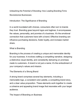 Unleashing the Potential of Branding_ How Leading Branding Firms Revolutionize Businesses