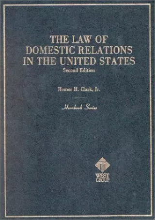 Download Book [PDF] The Law of Domestic Relations in the United States (HORNBOOK SERIES STUDENT