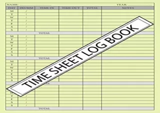 [PDF] Time Sheet Log Book: Time Sheets for Employees Weekly. Work Hours Logbook.