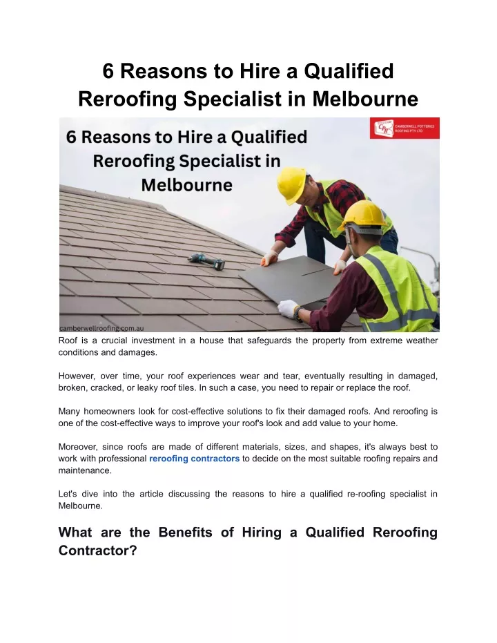 6 reasons to hire a qualified reroofing