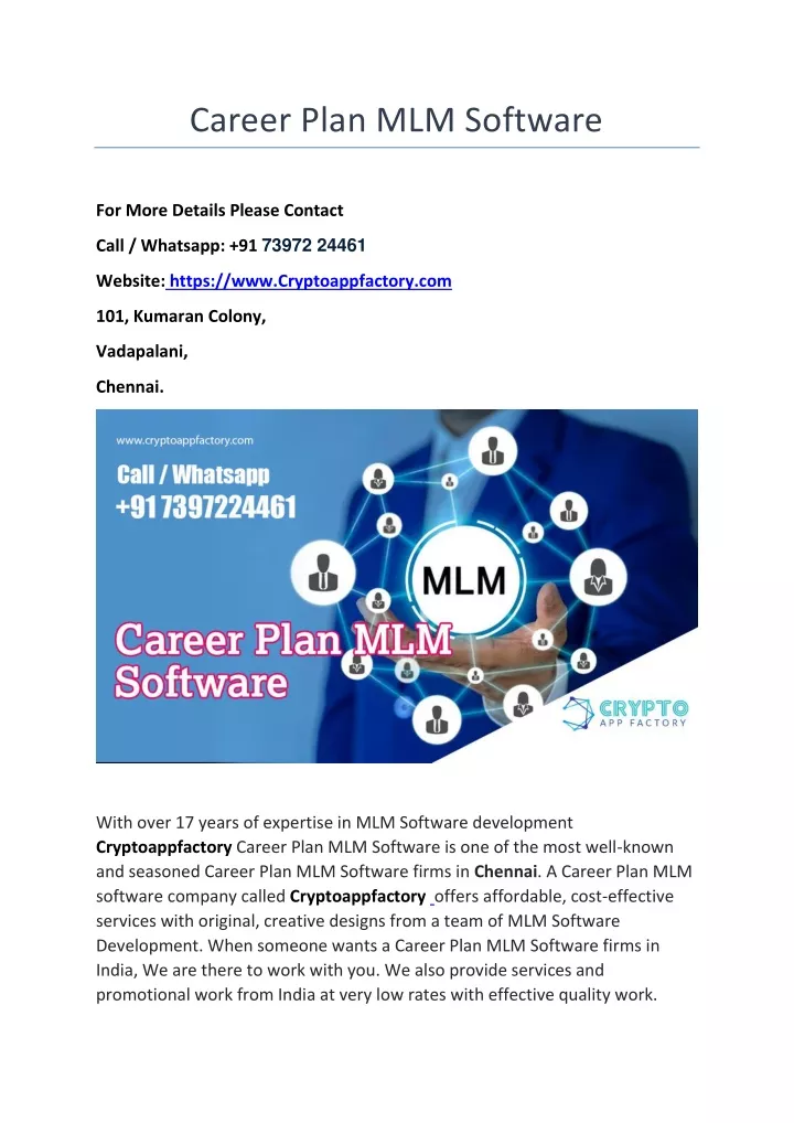 career plan mlm software