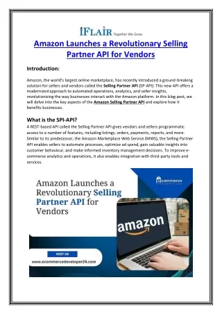 Amazon Launches a Revolutionary Selling Partner API for Vendors