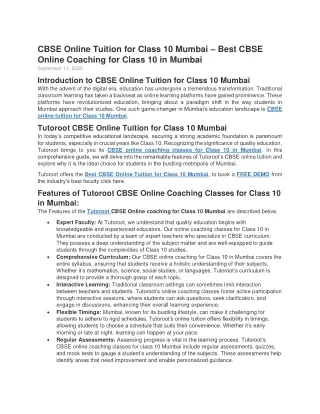 CBSE Online Tuition for Class 10 Mumbai – Best CBSE Online Coaching for Class 10