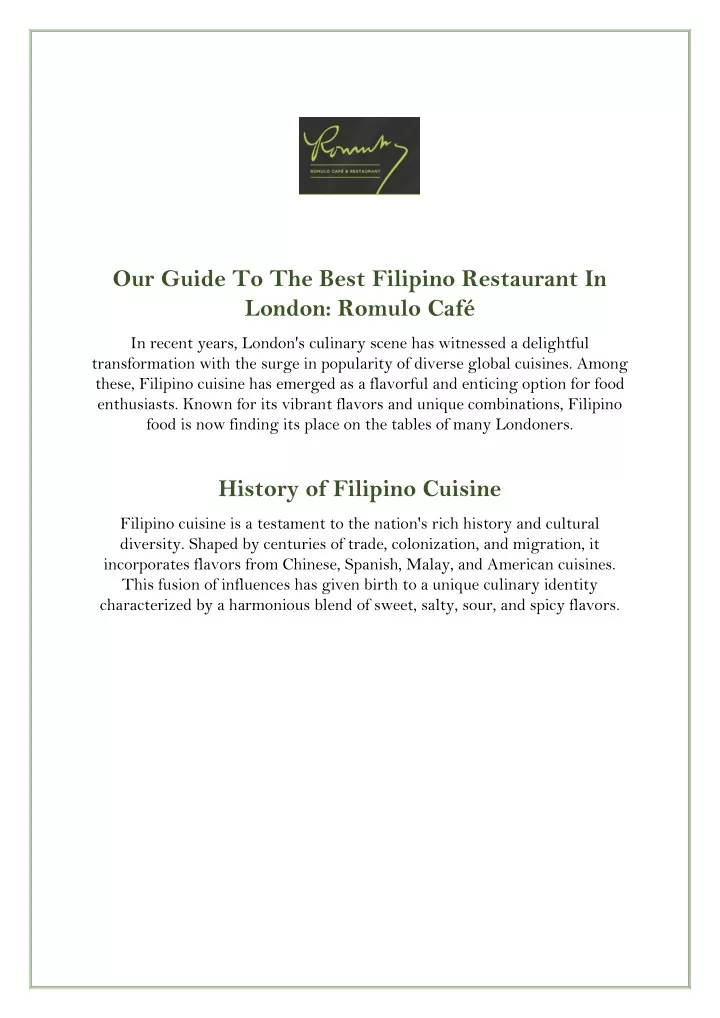 our guide to the best filipino restaurant