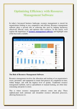 Optimizing Efficiency with Resource Management Software