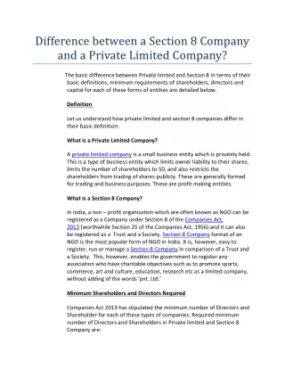 difference between a section 8 company