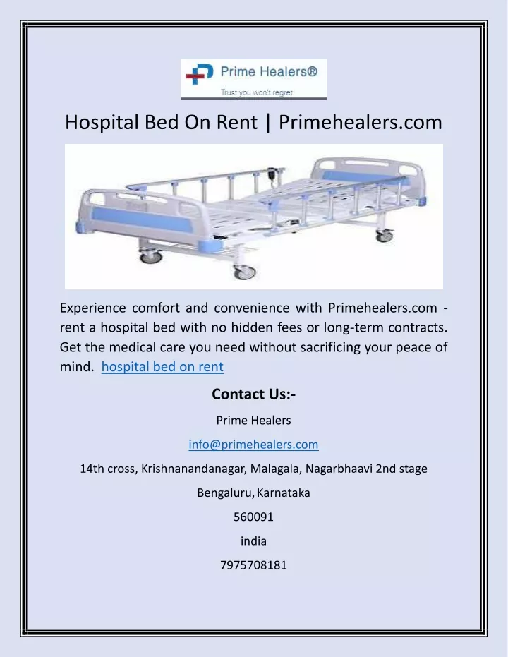 hospital bed on rent primehealers com