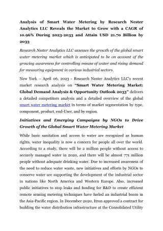 analysis of smart water metering by research