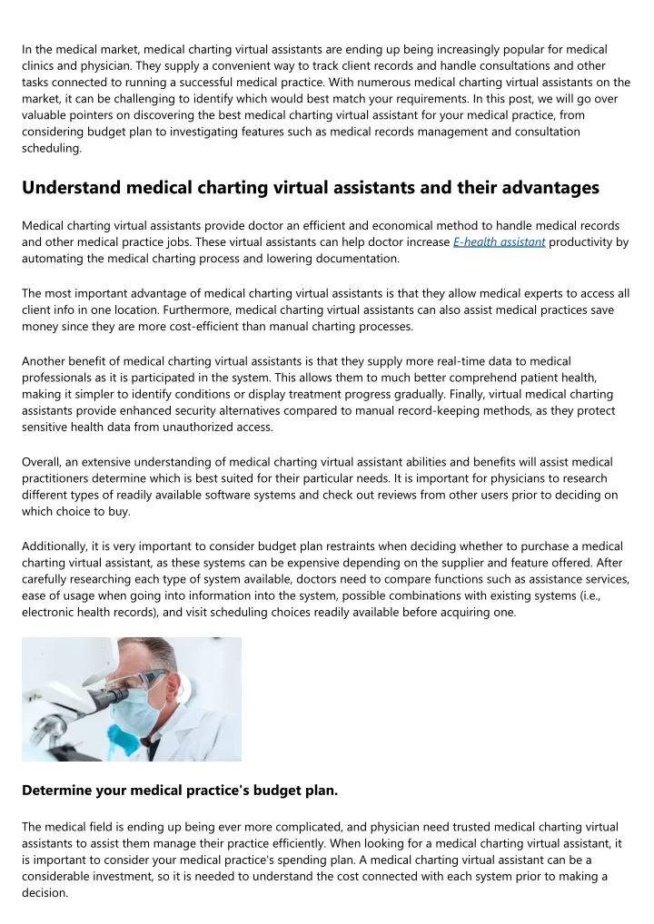 in the medical market medical charting virtual