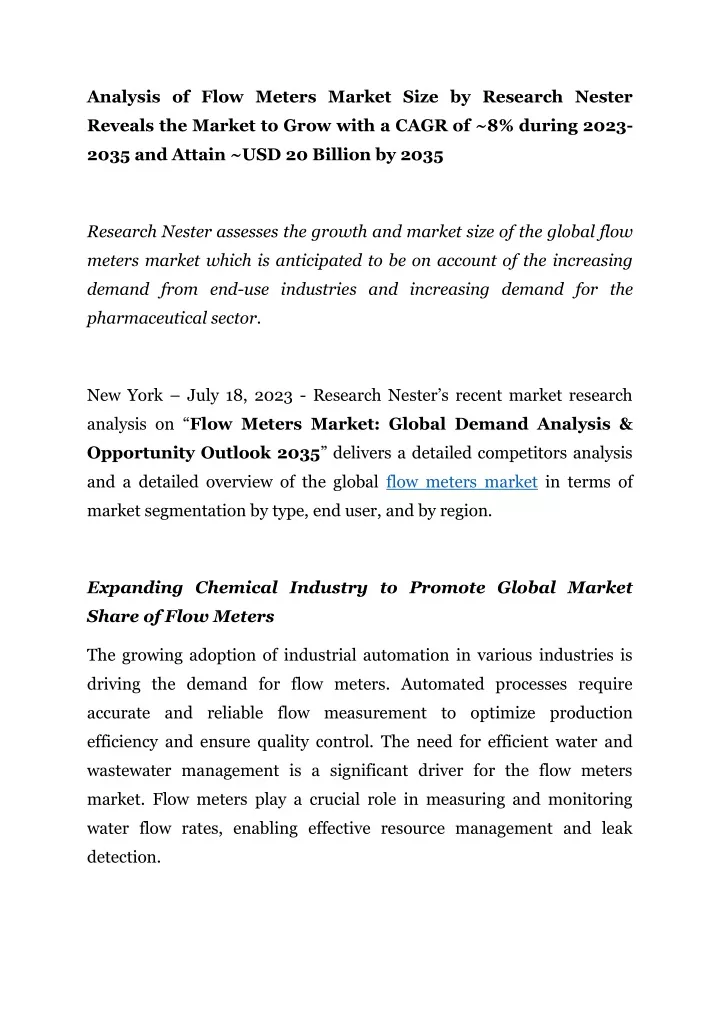 analysis of flow meters market size by research