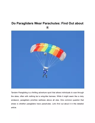 Do Paragliders Wear Parachutes_ Find Out about it