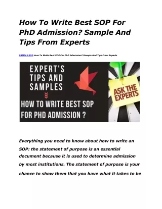 How To Write Best SOP For PhD Admission_ Sample And Tips From Experts