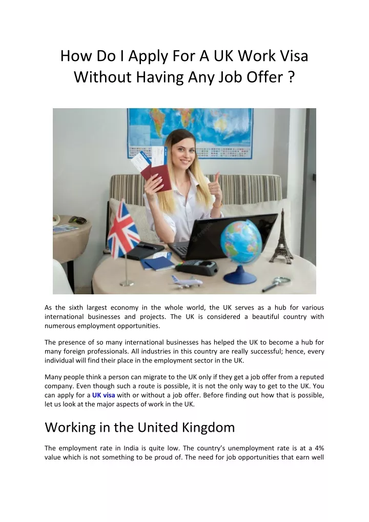 how do i apply for a uk work visa without having