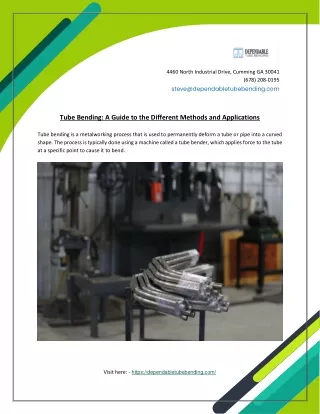 Tube Bending: A Guide to the Different Methods and Applications