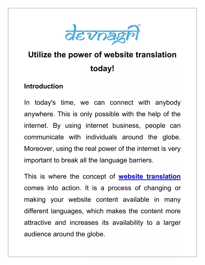 utilize the power of website translation