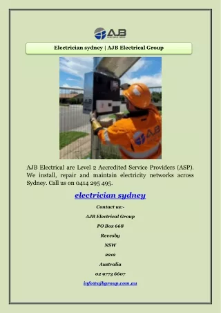 Electrician sydney | AJB Electrical Group