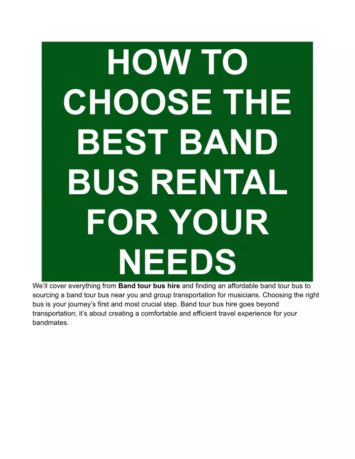 how to choose the best band bus rental for your