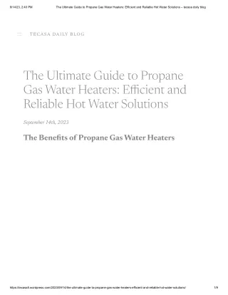 The Ultimate Guide to Propane Gas Water Heaters_ Efficient and Reliable Hot Water Solutions