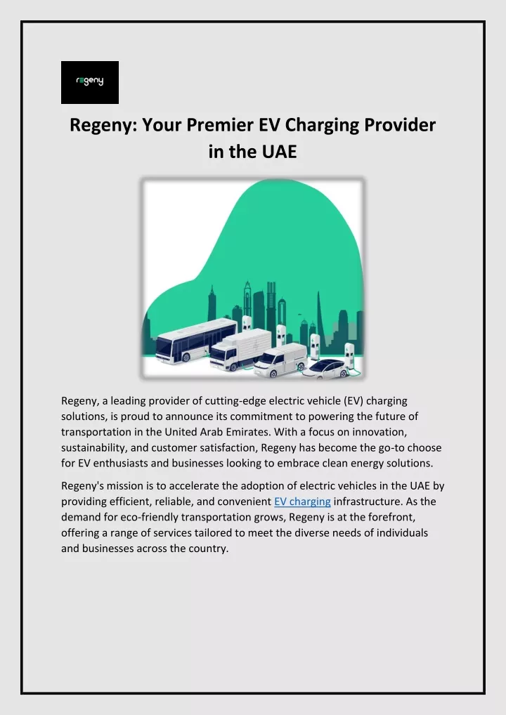 regeny your premier ev charging provider