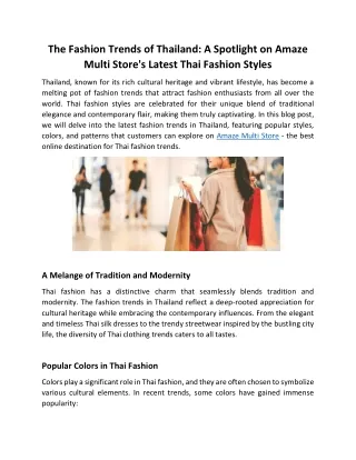 The Fashion Trends of Thailand A Spotlight on Amaze Multi Store's Latest Thai Fashion Styles