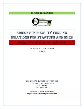 Edison's Top Equity Funding Solutions for Startups and SMEs Report