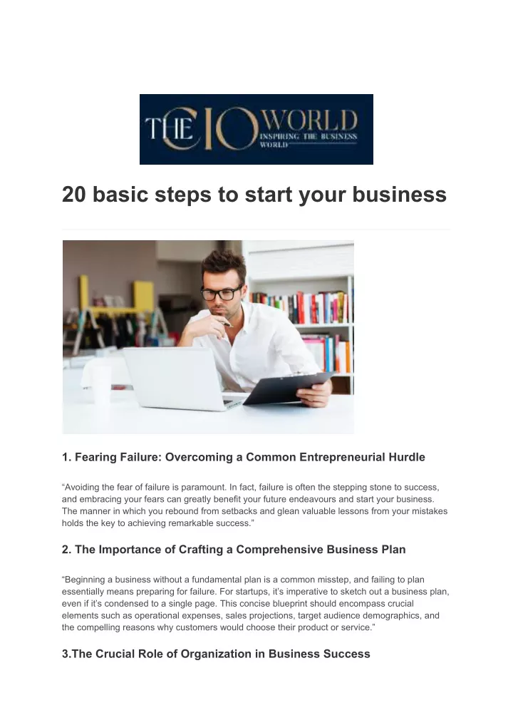 20 basic steps to start your business