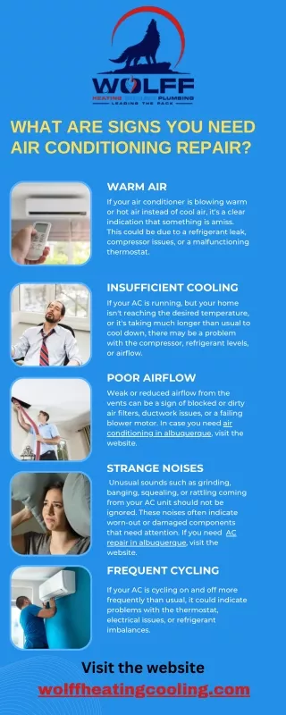 WHAT ARE SIGNS YOU NEED AIR CONDITIONING REPAIR ?
