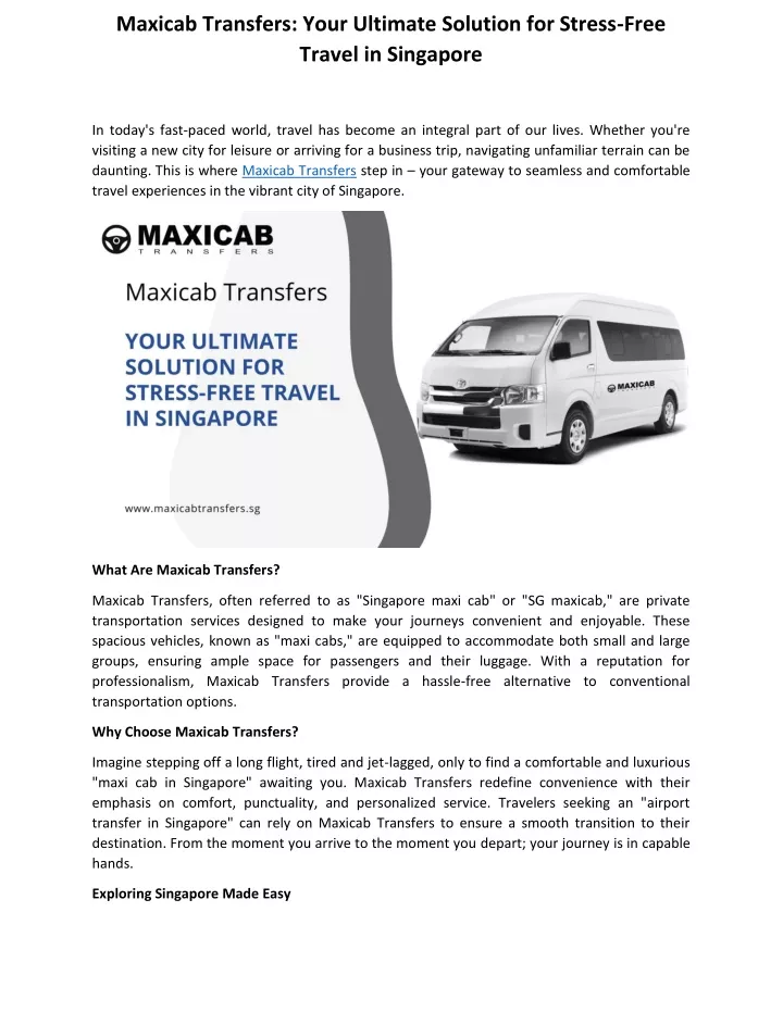 maxicab transfers your ultimate solution