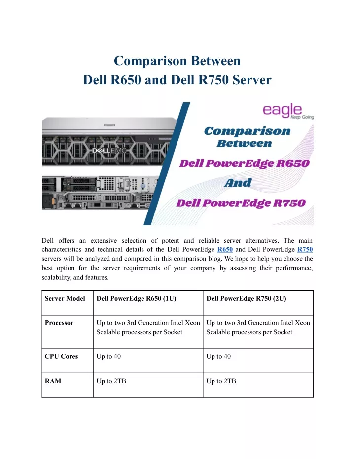 comparison between dell r650 and dell r750 server