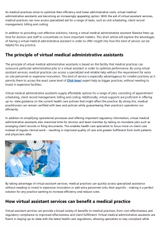 as medical practices strive to optimize their