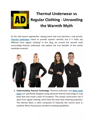Thermal Underwear vs Regular Clothing - Unraveling the Warmth Myth