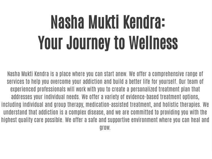 nasha mukti kendra your journey to wellness