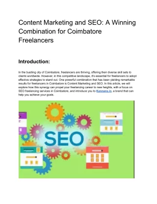Content Marketing and SEO A Winning Combination for Coimbatore Freelancers
