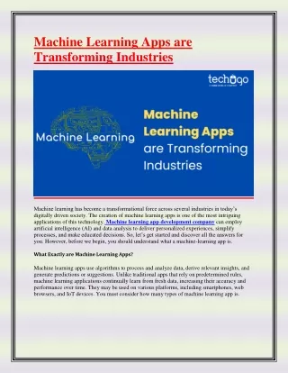 machine learning apps are transforming industries