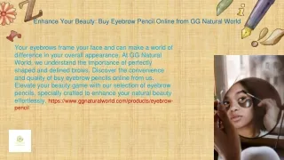 Elevate Your Beauty with GG Natural World's Vegan Eyebrow Pencil