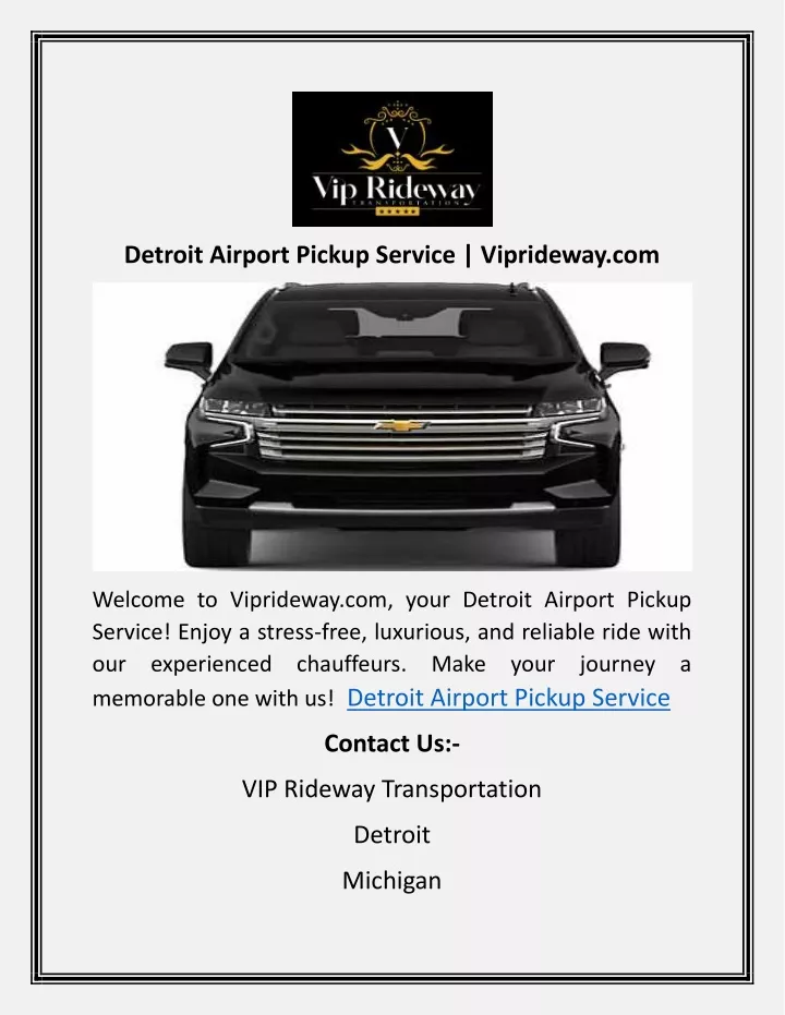 detroit airport pickup service viprideway com