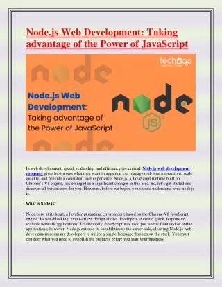 node js web development taking advantage