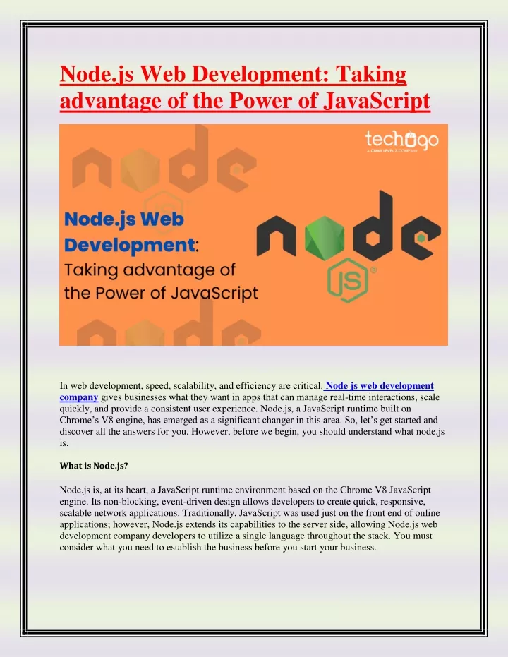 node js web development taking advantage