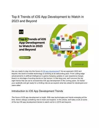 Top 8 Trends of iOS App Development to Watch in 2023 and Beyond