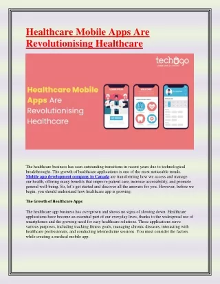 healthcare mobile apps are revolutionising